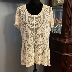 Elegant Cream Lace Women Top